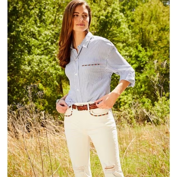 Driftwood x Folklore Gizelle Skinny Leg Embroidered Distressed Denim Jeans - Picture 5 of 14